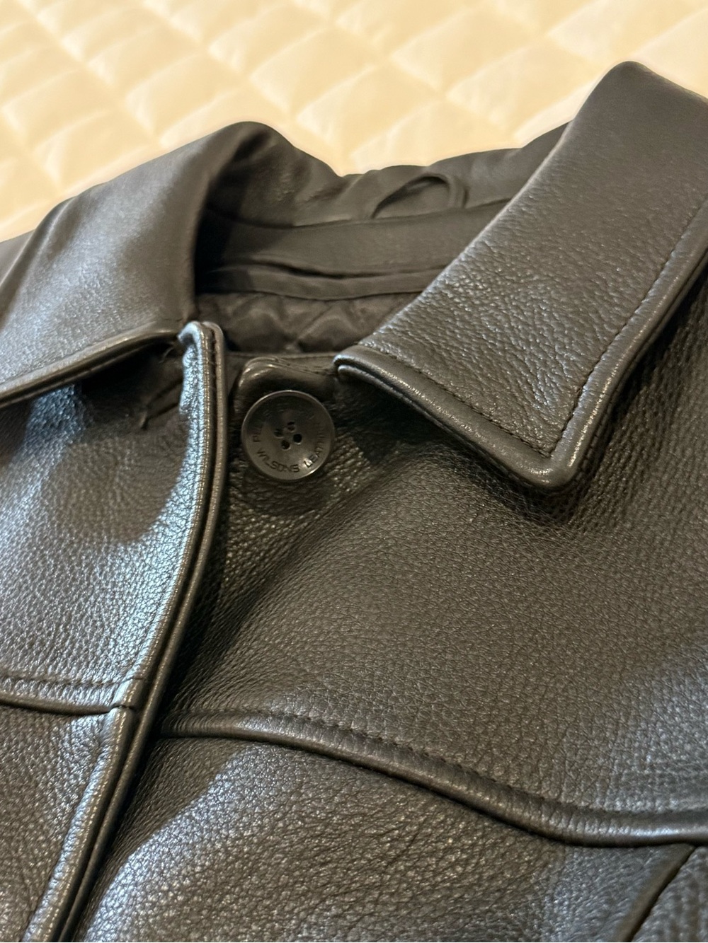 Vintage Wilsons Leather Pelle Studio Black Leather Jacket Button Front Medium